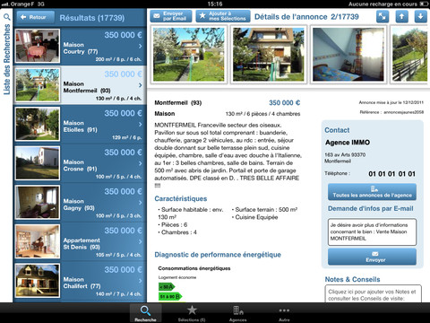 AnnoncesJaunes Immobilier iPad 2
